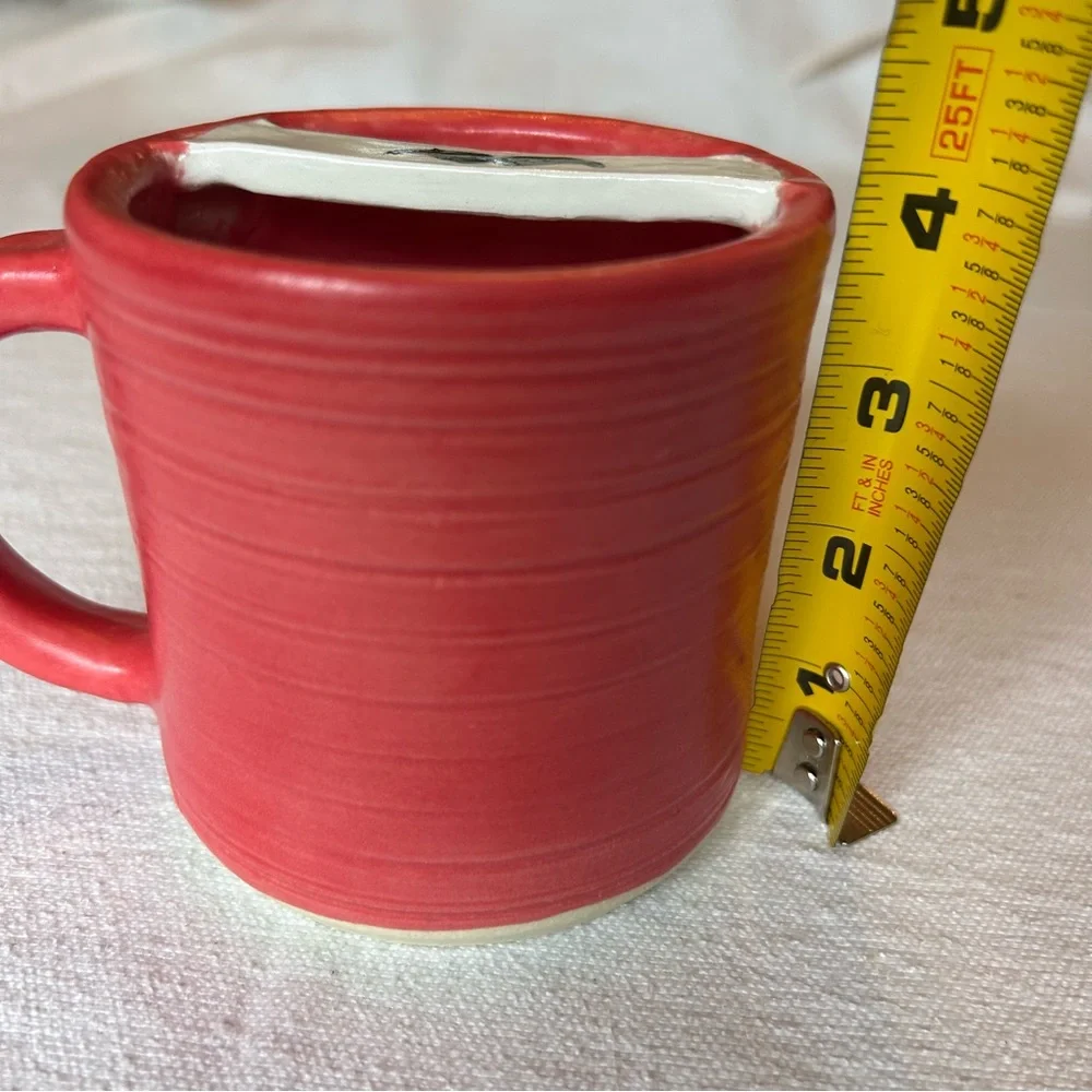 Mustache Mug Handmade Pottery Signed Pink And Black Protect Your 'Stashe! 4 Inch - Picture 4 of 6